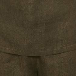 Pre Owned Max Mara Brown Linen Strappy Top And Pant Set M