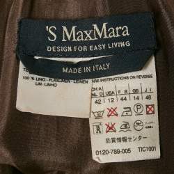 Pre Owned Max Mara Brown Linen Strappy Top And Pant Set M