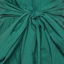 Pre Owned Max Mara Green Cotton Tie Detail Maxi Dress L