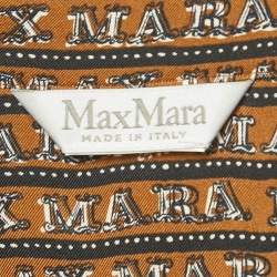 Pre Owned Max Mara Brown Printed Silk Emmy Midi Dress XL