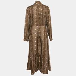 Pre Owned Max Mara Brown Printed Silk Emmy Midi Dress XL