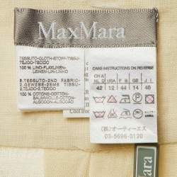 Pre Owned Max Mara Cream Linen Cut-work Detail Midi Skirt L