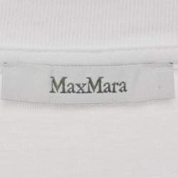 Pre Owned Max Mara White Dog Print Cotton Crew Neck Cipria T-Shirt L