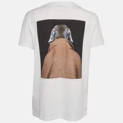 Pre Owned Max Mara White Dog Print Cotton Crew Neck Cipria T-Shirt L