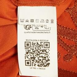 Pre Owned Max Mara Orange Lurex Logo Embroidery Cotton Crew Neck T-Shirt L
