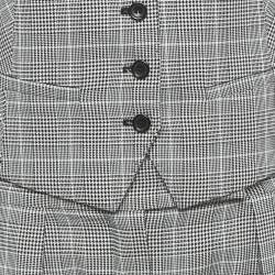 Pre Owned Max Mara Black/White Prince of Wales Print Cotton Vest Coat Trouser Set S/XS