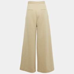 Pre Owned Max Mara Beige Cotton Blend Wide Leg Trousers M