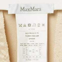 Pre Owned Max Mara Beige Cotton Blend Wide Leg Trousers M