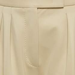 Pre Owned Max Mara Beige Cotton Blend Wide Leg Trousers M