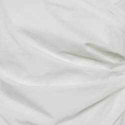 Pre Owned Max Mara White Cotton Ruched Asymmetric Top S