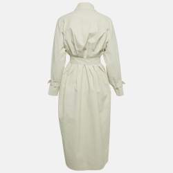 Pre Owned Max Mara Beige Linen Double Breasted Trench Coat S