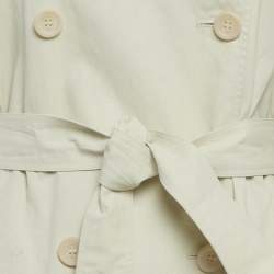 Pre Owned Max Mara Beige Linen Double Breasted Trench Coat S