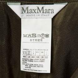Pre Owned Max Mara Olive Green Silk Sleeveless Trench Midi Dress XL