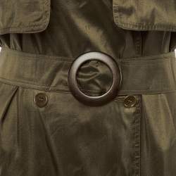 Pre Owned Max Mara Olive Green Silk Sleeveless Trench Midi Dress XL
