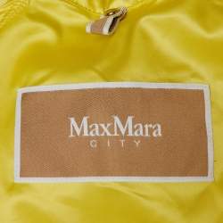 Pre Owned Max Mara City Yellow Stretch Satin Hooded Belted Coat S