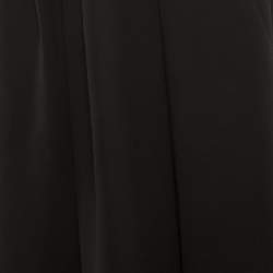 Pre Owned Max Mara Black Crepe Pleated High Waisted Wide Leg Trousers M