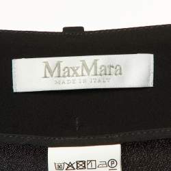 Pre Owned Max Mara Black Crepe Pleated High Waisted Wide Leg Trousers M