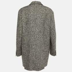 Pre Owned Max Mara Black /White Wool Tweed Oversized Ovale Blazer Jacket XL 