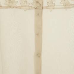 Pre Owned Max Mara Beige Floral Applique Organza Silk Sheer Shirt XS