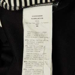 Pre Owned Max Mara Black /White Striped Cotton Knit Midi Dress M