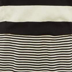 Pre Owned Max Mara Black /White Striped Cotton Knit Midi Dress M