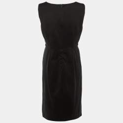 Pre Owned Max Mara Black /White Striped Cotton Knit Midi Dress M