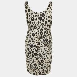Pre Owned Max Mara Beige /Black Animal Print Cotton Blend Midi Dress XL