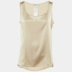 Pre Owned Max Mara Leisure Beige Silk Tank Top L