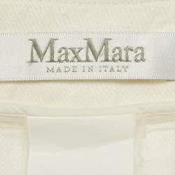 Pre Owned Max Mara White Linen Wide Leg Trousers M