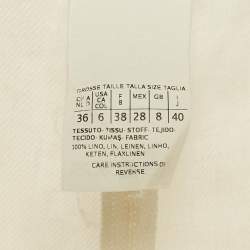 Pre Owned Max Mara White Linen Wide Leg Trousers M