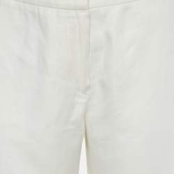 Pre Owned Max Mara White Linen Wide Leg Trousers M