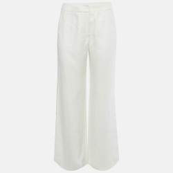Pre Owned Max Mara White Linen Wide Leg Trousers M