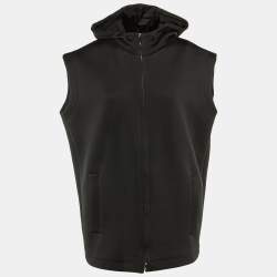 Pre Owned Max Mara Black Jersey Solista Hooded Vest M
