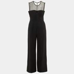 Pre Owned Max Mara Black Crepe Wide Leg Cady Jumpsuit S