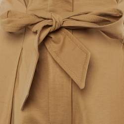 Pre Owned Max Mara Khaki Cotton Paper Bag Waist Trousers M