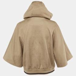Pre Owned Max Mara Beige Monogram Cotton Lampo Hoodie L