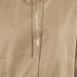 Pre Owned Max Mara Beige Monogram Cotton Lampo Hoodie L