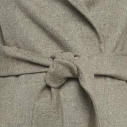Pre Owned Max Mara Grey Wool Open Front Belted Coat M