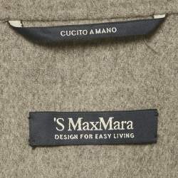 Pre Owned Max Mara Grey Wool Open Front Belted Coat M