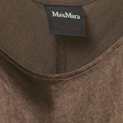 Pre Owned فستان ماكسي ساتان بني بدون أكمام ماكس مارا ليجر مقاس كبير (لارج)