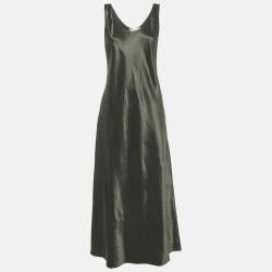 مملوكة مسبقًا Max Mara Leisure Olive Green Stain Maxi Dress XL 