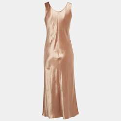 مملوكة مسبقًا Max Mara Leisure Beige Satin Sleeveless Midi Dress M