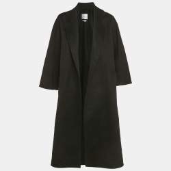Pre Owned Max Mara Black Cashmere Felt Open Front Coat XS