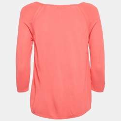 Pre Owned Max Mara Coral Pink Knit Quarter Sleeve Jumper M 