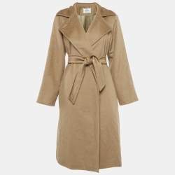Pre Owned Max Mara Camel Brown Wool Belted Coat S 