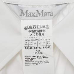 مملوكة مسبقًا Max Mara White Cotton Sleeve Tie Detail Blouse L