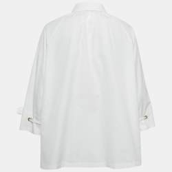 مملوكة مسبقًا Max Mara White Cotton Sleeve Tie Detail Blouse L