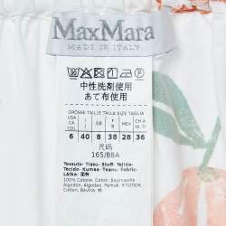 Pre Owned بلوزة ماكس مارا نقش برتقالي أبيض أوف شولدر قماش بوبلين مقاس صغير