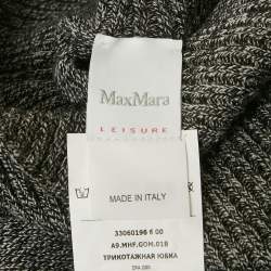 Pre Owned Max Mara Leisure Grey Wool Knit Midi Skirt L