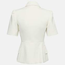 Pre Owned جاكيت ماكس مارا فانيللا كريب بأكمام منتفخة مقاس صغير (سمول)